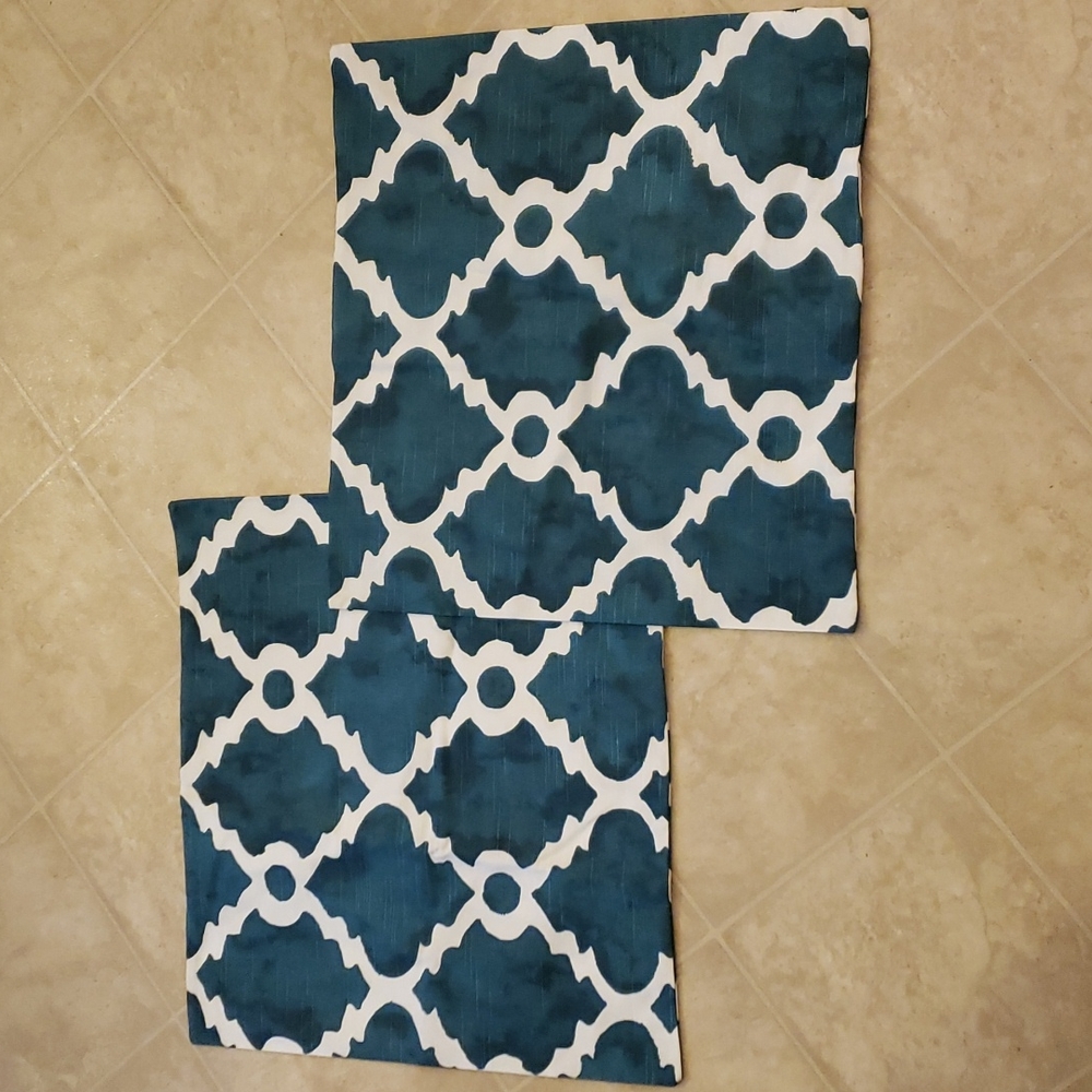 Teal and White Throw pillow covers